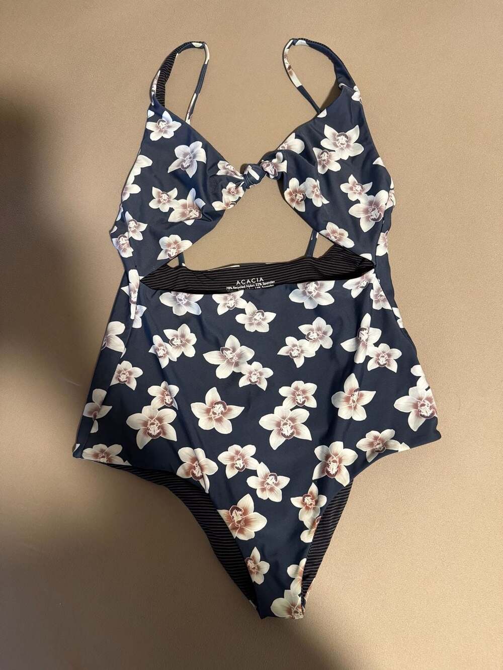 Acacia Swimwear Orchid Print Cutout One Piece Swimsuit